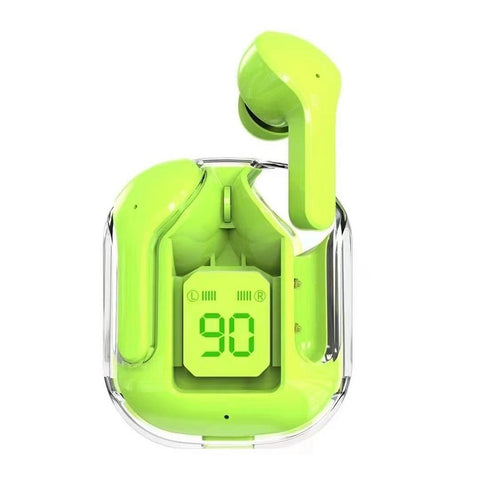 Air31 Earbuds Wireless | WITHOUT POUCH | Crystal Transparent Bluetooth 5.3 | LED Digital Display airpods Smart A31 Earbuds