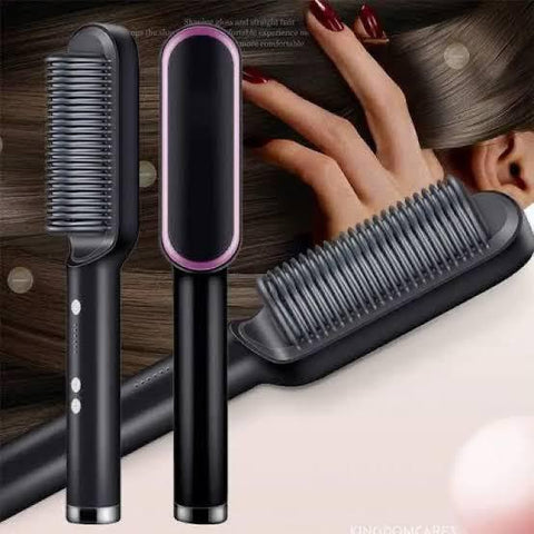 Hqt-909b Electric Hair Straightening & Curling Combbrush – Dual-purpose Professional Hair Styler, Non-damaging Splint,  2 In 1 Hair Straightener  ( Random Color