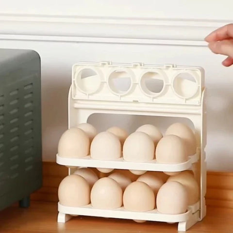 3 Layer Folding Egg Tray 24 Grid Foldable Egg Holder Storage Rack