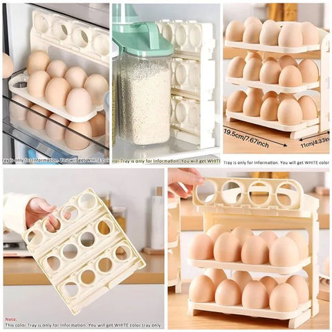 3 Layer Folding Egg Tray 24 Grid Foldable Egg Holder Storage Rack