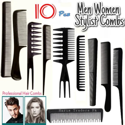 Pack Of 10-professional Hairdressing Combs For Women And Men