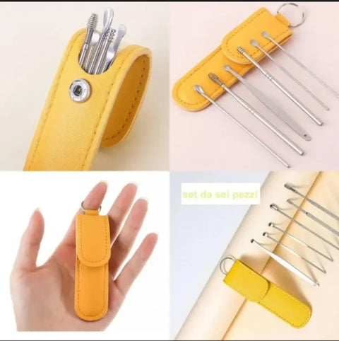 Ear Wax Cleaning Kit 6 Pcs Ear Pick Tools Wax Removal Kit Ear Cleaning Tool Set Spring Earwax Cleaner Tool Ear Wax Remover Random Colors